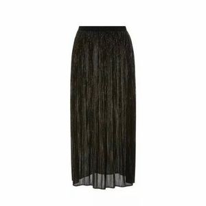 Rosetta Getty Black Iridescent Lurex Mesh Plisse Midi Skirt Size 6